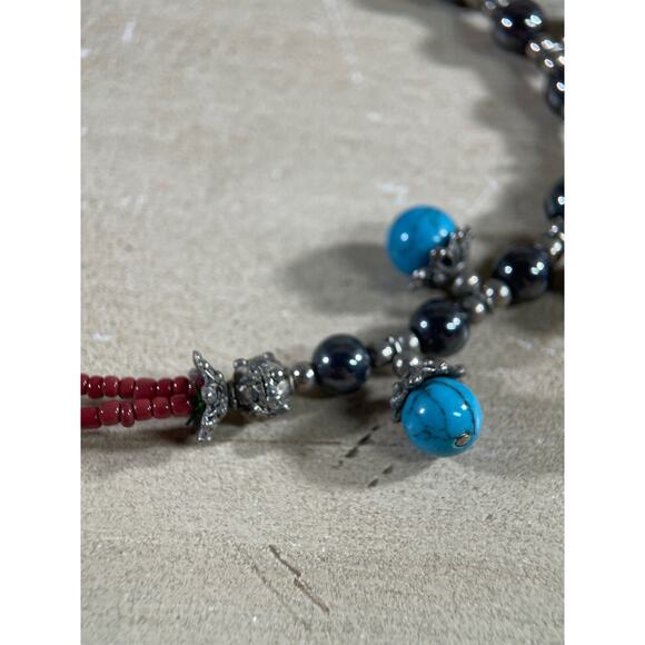 Turquoise 5 Necklaces, 1 pair Earrings Lot, Various Vintages & Styles - Picture 15 of 16